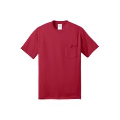 Get the Port & Company® Core Blend Pocket T-Shirt at Michaels. com. A reliable choice for comfort, softness and durability. 5.5-ounce, 50/50 cotton/poly. A reliable choice for comfort, softness and durability. 5.5-ounce, 50/50 cotton/poly. Made with up to 5% recycled polyester from plastic bottles. Left chest pocket. Due to the nature of 50/50 cotton/polyester neon fabrics, special care must be taken throughout the printing process. Details: Available in multiple colors and sizes 5.5-ounce, 50/5 Red Cotton Short Sleeve T-shirt, Casual Red Plain T-shirt, Red Pre-shrunk Crew Neck Top, University Red Cotton Crew Neck T-shirt, University Red Short Sleeve Cotton Top, University Red Cotton Short Sleeve Top, Basic Red T-shirt With Relaxed Fit, Casual University Red Cotton T-shirt, Red Crew Neck Shirt With Relaxed Fit