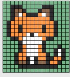 an orange and black cat is in the middle of a pixellated pattern on a green background