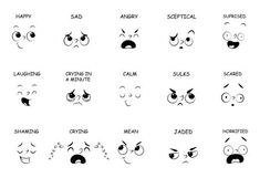 cartoon faces with different expressions and facial expressions on white background, set of twelve emoticions