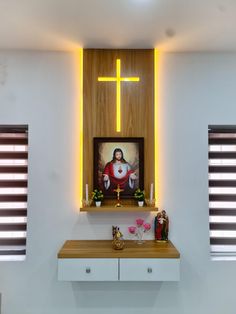 Tv Cabinet Wall Design, Christian Room Decor, Altar Catholic, Christ Is King, Home Altar Catholic, Modern Tv Unit Designs, Bathroom Cabinets Designs, Altar Design, Tv Unit Interior Design