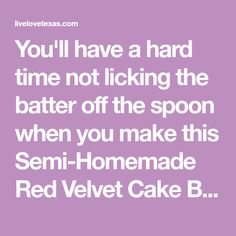 You'll have a hard time not licking the batter off the spoon when you make this Semi-Homemade Red Velvet Cake Bars recipe! The Batter Off, Batter Off, Homemade Red Velvet Cake, Cake Bars Recipe, Semi Homemade, Quick Easy Desserts, Cake Bars, Bars Recipe, Velvet Cake