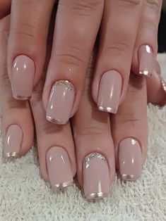 Manicure Nail Designs, Gel Nail Art Designs, French Manicure Nails, Subtle Nails, Glitter Gel Nails, Blush Nails, Pretty Nail Art Designs, Short Nail Designs, Gel Nail Designs