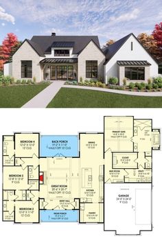 the floor plan for this modern house is very large and has lots of space to put in