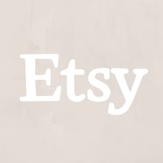 the word etsy is written in white on a beige background