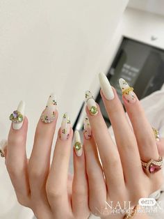 Nail Cartoon, Nail Korea, Nails Box, Diamond Nail Art, Nail Art Photos, January Nails, Hello Nails, Cute Simple Nails