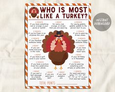 a turkey poster with the words who is most like a turkey?