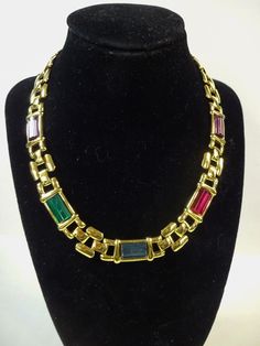 Beautiful necklace by Napier Vintage item Signed with patent number on clasp Goldtone  Swarovski crystals in red, blue, green, purple 17" long   . We ship by USPS within 48 hours on Monday – Friday. We ship to the United States only.  We will combine postage if you make a request prior to paying. We are happy to answer questions about our listings and strive for 5-star service for our customers.   Have a great day!  Got Ya Covered Returns not accepted.  Please read descriptions and look at pictu Formal Multicolor Jeweled Necklaces, Formal Multicolor Jeweled Necklace, Napier Jewelry, Red Blue Green, Beautiful Necklace, Fashion Jewelry Necklaces, Monday Friday, Vintage Necklace, Swarovski Crystal