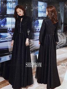 $107.89, Classy Long Black Aline Evening Dress With Flare Long Sleeves No#AM79020 at SheProm. #SheProm is an online store with thousands of dresses, range from Formal,Party,Evening,Black,Long Black Dresses,A Line Dresses,Long Dresses,Long Sleeve Dresses and so on. Not only selling #FormalDresses more and more trendy dress styles will be updated daily to our store. Shop now to get $5-10 off! Elegant A-line Midi Dress For Holidays, Elegant Winter Cocktail Maxi Dress, Elegant Formal Winter Maxi Dress, Elegant Winter Maxi Dress For Formal Occasions, Elegant Winter Dresses For Formal Occasions, Elegant Winter Formal Maxi Dress, Chic Evening Dress For Fall Banquet, Elegant Winter Formal Dresses, Black Winter Prom Evening Dress