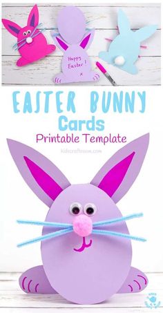 an easter bunny card is shown with the text, happy easter bunny cards printable template