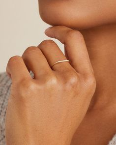 This sophisticated bar-style Diamond Ring is crafted from solid gold for a classic look. The subtle yet stunning diamond detailing adds an extra touch of elegance to any outfit. A versatile piece that is perfect for stacking or wearing alone. Diamond Bar Ring in 14k Solid Gold, Women's Size 5 by gorjana Simple Gold Band, Ring Simple Gold, Gold Bar Ring, Gorjana Jewelry, Yellow Opal, Orange Agate, Natural Weave, Diamond Stacking Rings, Bar Ring