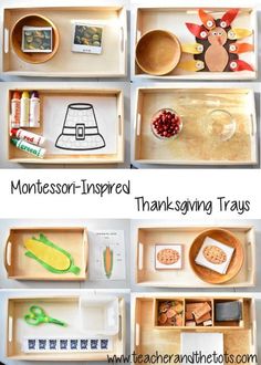 montessor - inspired thanksgiving trays for toddlers to make with their hands