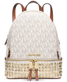 MICHAEL Michael Kors Rhea Zip Small Studded Backpack Studded Backpack, Michael Kors Backpack, White Backpack, Travel Daypack, Backpack Travel, Backpack Travel Bag, Trending Handbag