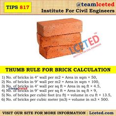 three bricks stacked on top of each other with the words tumb rules for brick calculations