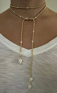 Handmade Jewelry Gold, Wrap Around Necklace, Beaded Pearl Necklace, Woman Necklace, Chain Making, Wrap Necklaces, Gold Jewelry Necklace