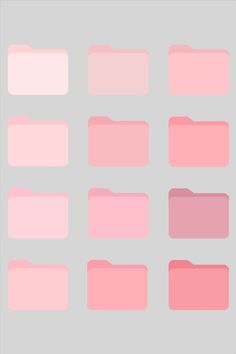 pink rectangles are arranged in rows on a gray background, each with different colors