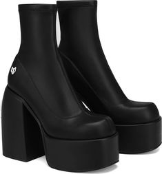 Sepatu Platform, Hak Tinggi, Chunky Heeled Boots, Elastic Boots, High Heel Stiefel, Dr Shoes, Boots Chunky, Chunky Heels Boots, Chunky High Heels