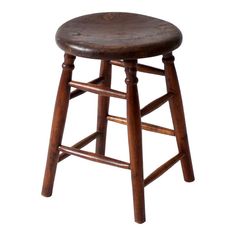 an old wooden stool on a white background