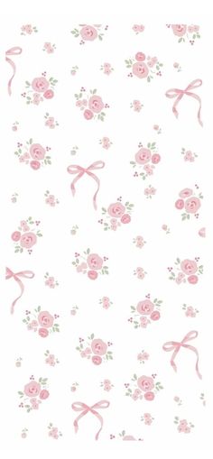 pink flowers and bows on white background