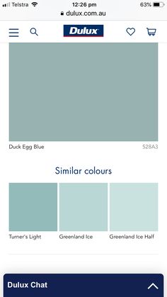 the dulux color chart is shown on an iphone screen, and it shows different shades