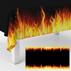 an image of a table with flames on it