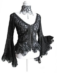 lace gothic blouse clothing Gothic Clothes, Victorian Steampunk, Gothic Outfits, Goth Outfits, Looks Chic, Steampunk Fashion, Dark Fashion, Gothic Lolita, Turin