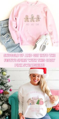 Girly Christmas Sweater Pink Christmas Outfit Cute Christmas Sweatshirts For Women Christmas Gift Pink Christmas Outfit, Girly Christmas, Girly Aesthetic, Outfit Cute, Sweatshirts For Women