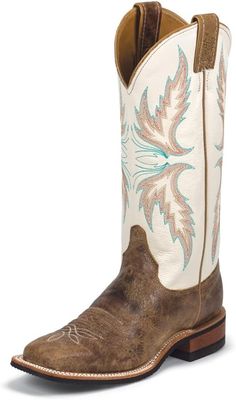 Justin Boot Company Women's Bent Rail Tan Vintage Cow Cowgirl Boots Caboy Boots, Ivory Boots, Mode Country, Cowgirl Closet, Cowgirl Boots Square Toed, Cute Cowgirl Boots, Cowboys Boots, Justin Boots Womens, Rodeo Boots