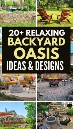 backyard oasis ideas and designs with text overlay