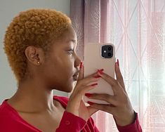 Black Women Buzzcut, Dyed Short Hair Ideas, Short Dyed Hair Black Women, Red Twa, Low Cut Hair Black Women, Big Chop Hairstyles