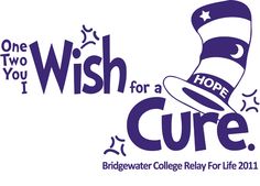 a purple and white logo with the words, one wish for a cure on it