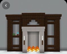 a fire place in the middle of a room with two doors and three fireplaces