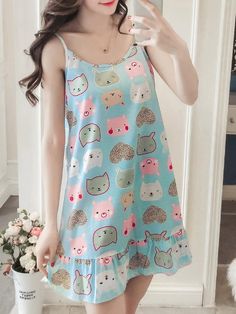 Pajama Fashion, Sleepwear Fashion, Cute Pajama Sets, Pajama Outfits, Night Dress For Women, Cute Pajamas, Pajama Set Women, Cami Dress