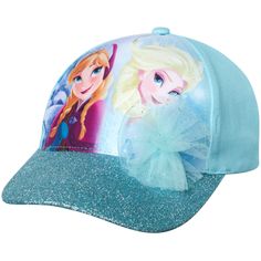 With an eye-catching glitter tulle pom on the peak, this beautiful baseball cap is a surefire way to bring out your little girls inner princess. Featuring four adventurous princesses, Rapunzel, Ariel Cinderella and Belle, and a shiny glittery brim, this hat is an eye-catching addition to any princess' wardrobe. Designed for little girls aged 4-7, this one-size cap features easy-to-use Velcro closure for an adjustable fit. The durable, easy-care cotton twill fabric provides breathable comfort and Princess Wardrobe, Tulle Poms, Kids Baseball Caps, Cap Girl, Frozen Elsa And Anna, Pink Color Schemes, Disney Favorites, Kids Baseball, Elsa Anna