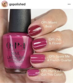 Opi Simply Radishing, Opi Raspberry Color, Barb Nails, Magenta Nail Polish, Coolest Nails, Raspberry Nails, Opi Polish