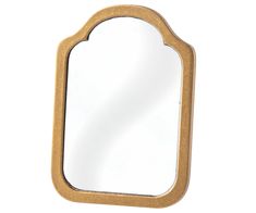 a mirror that is made out of wood and has an arch shaped design on it