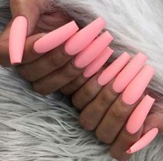 Nails Acrylic Matte, Long Pink Nails, Matte Pink Nails, Pink Glitter Nails, Pink Ombre Nails, Super Nails, Pink Nail Designs, Short Nail Designs, Pink Acrylic Nails