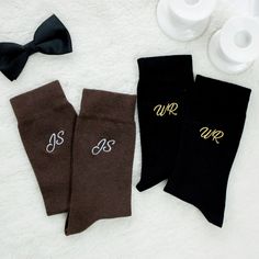 ✨ Are you looking for an elegant design for your wedding day?  These personalized groomsmen socks are just for you! 🤴 ✴️PRODUCT FEATURES: These custom embroidered socks are made of 80% cotton and 20% spandex material. Wedding best man gifts are compatible with EU sizes 37-47. These initial socks are made of high quality cotton fabric and it is washed and the toe is seamless.  🌟HOW TO ORDER: Firstly, please select the socks that you want to purchase.  Afterwards, please select the font you prefer. And finally please specify the  thread color and write the text or letters on personalization box.  These cotton socks are also suitable for words up to a maximum of 10 characters. Double words of more than 10 characters are written upper and lower, and a maximum of 4 words can be written upper Wedding Socks Groomsmen, Bride Socks, Wedding Best Man, Best Man Gifts, Groomsmen Socks, Embroidered Socks, Wedding Socks, Embroidery Wedding, Man Gifts