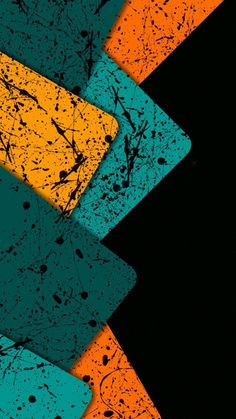 an abstract background with paint splattered on the edges and black, yellow, green, orange, and blue colors