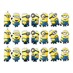 a bunch of small yellow and blue minion characters