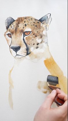 a drawing of a cheetah is being drawn