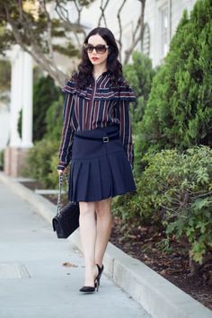 Preppy Outfit from poshclassymom with Oliver Peoples Sunglasses, Missguided Shirts, Chanel Vintage Shoulder Bags, Alexander McQueen Belts, Valentino Skirts Thanksgiving Countdown, Tommy Hilfiger Collection, Oliver Peoples Sunglasses, Chanel Vintage, Great Week