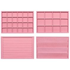 four pink trays with dividers on each side