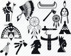 native american symbols and designs on a white background