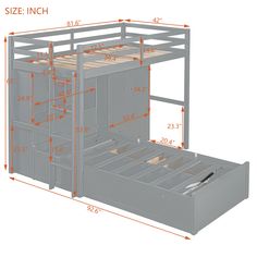 an image of a bunk bed with drawers and storage compartments on the bottom level for extra space