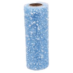 a roll of blue bubble wrapper sitting on top of a white surface with bubbles all over it