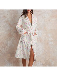 Women Soft Fleece Long Belted Robe Floral Fruit Print Plush Shawl Collar Bathrobe Warm Lounge Robe Pjs Party Kimono Robe White Floral     Animal,Cartoon,Floral,Fruit&Vegetable  Slight Stretch  Bathroom, size features are:Bust: ,Length: ,Sleeve Length: Pjs Party, Bath Robes For Women, Belted Robe, Couple Pajamas, Lounge Robes, Floral Pajamas, Bathroom Size, Fruit Print, Animal Cartoon