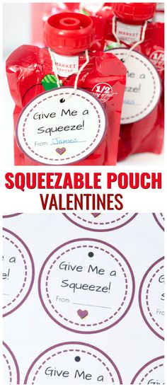 valentine's day printables with the words give me a squeeze on them