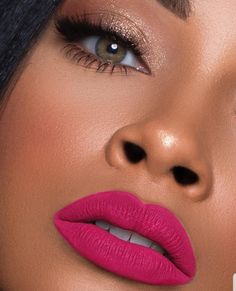 Hot Pink Lip, Bold Lipstick Makeup, Thanksgiving Makeup, Pink Lips Makeup, Makeup Ojos, Extreme Makeup, Everyday Makeup Tutorials, Hot Pink Lips