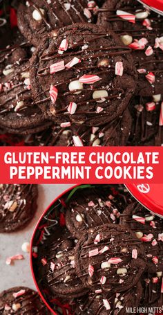 gluten - free chocolate peppermint cookies with sprinkles on top