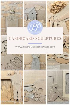 cardboard sculptures with the words card board sculpture on it and pictures of people in different poses